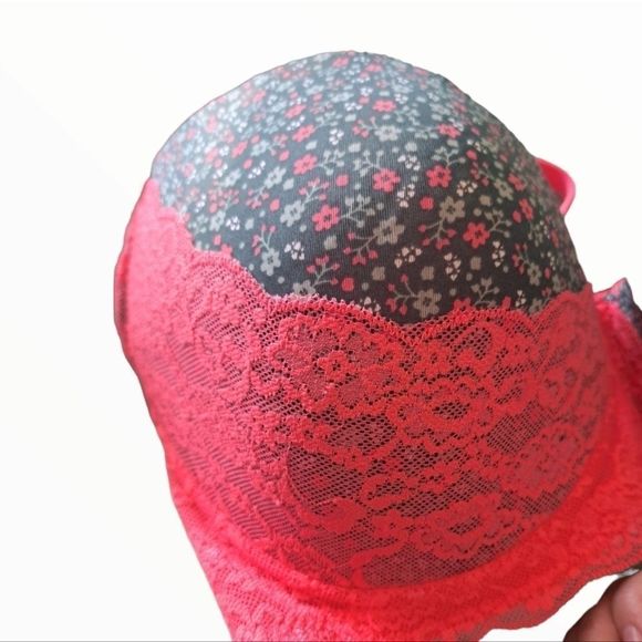 YOUMITA Underwire Micro Floral Hot Pink Bra 42D - Picture 6 of 8